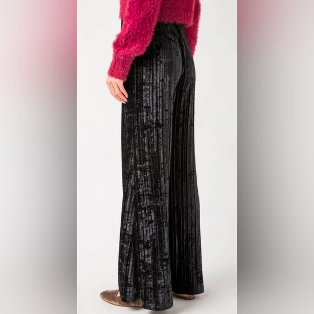 Free People Star Sign Black Velvet Wide Leg Pants - Picture 5 of 7